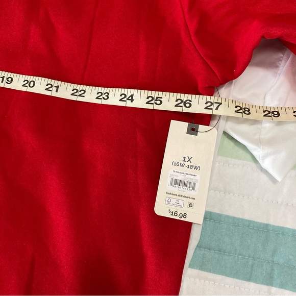 Red Holiday Christmas Tree Sweatshirt Size 1X - Picture 6 of 9